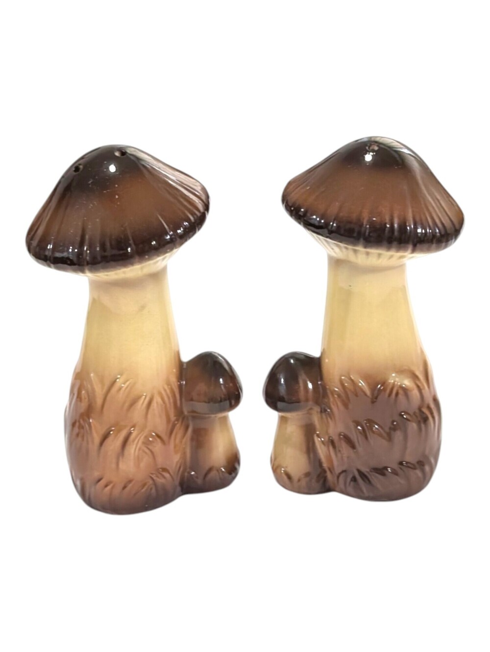 Vintage MCM Kitsch Mushroom Salt & Pepper Shakers Ceramic 5 Inch Tall